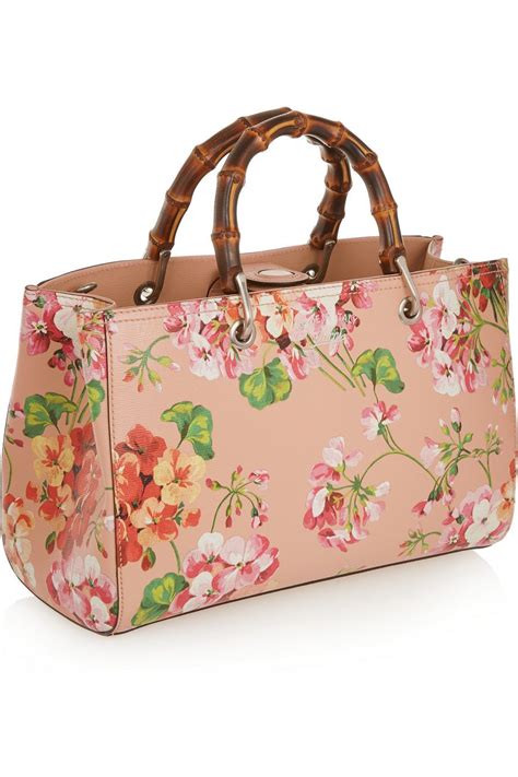 gucci flower print purse|gucci bamboo shopper tote.